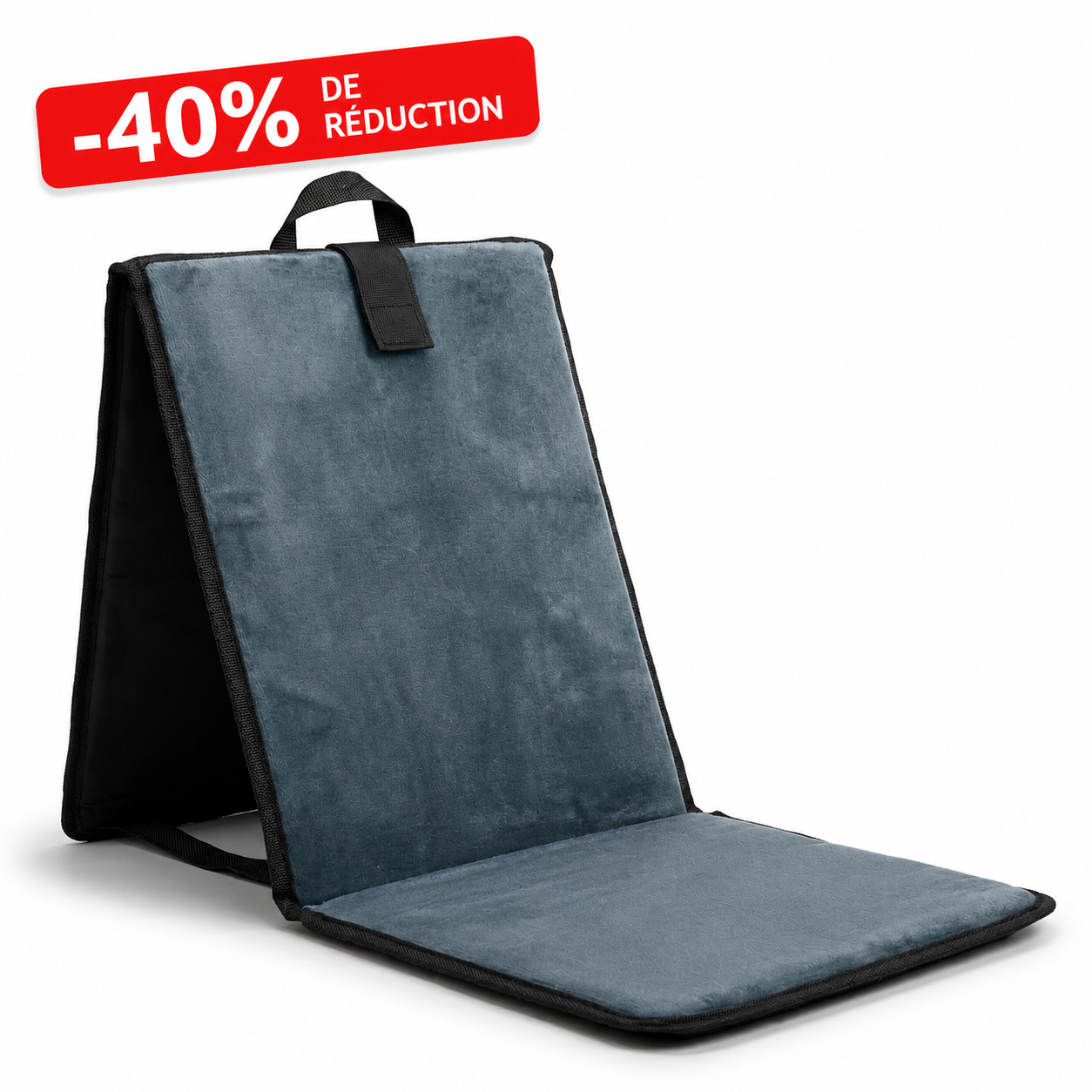 Tapis de Prière Gris Foncé avec Dossier et Poche
