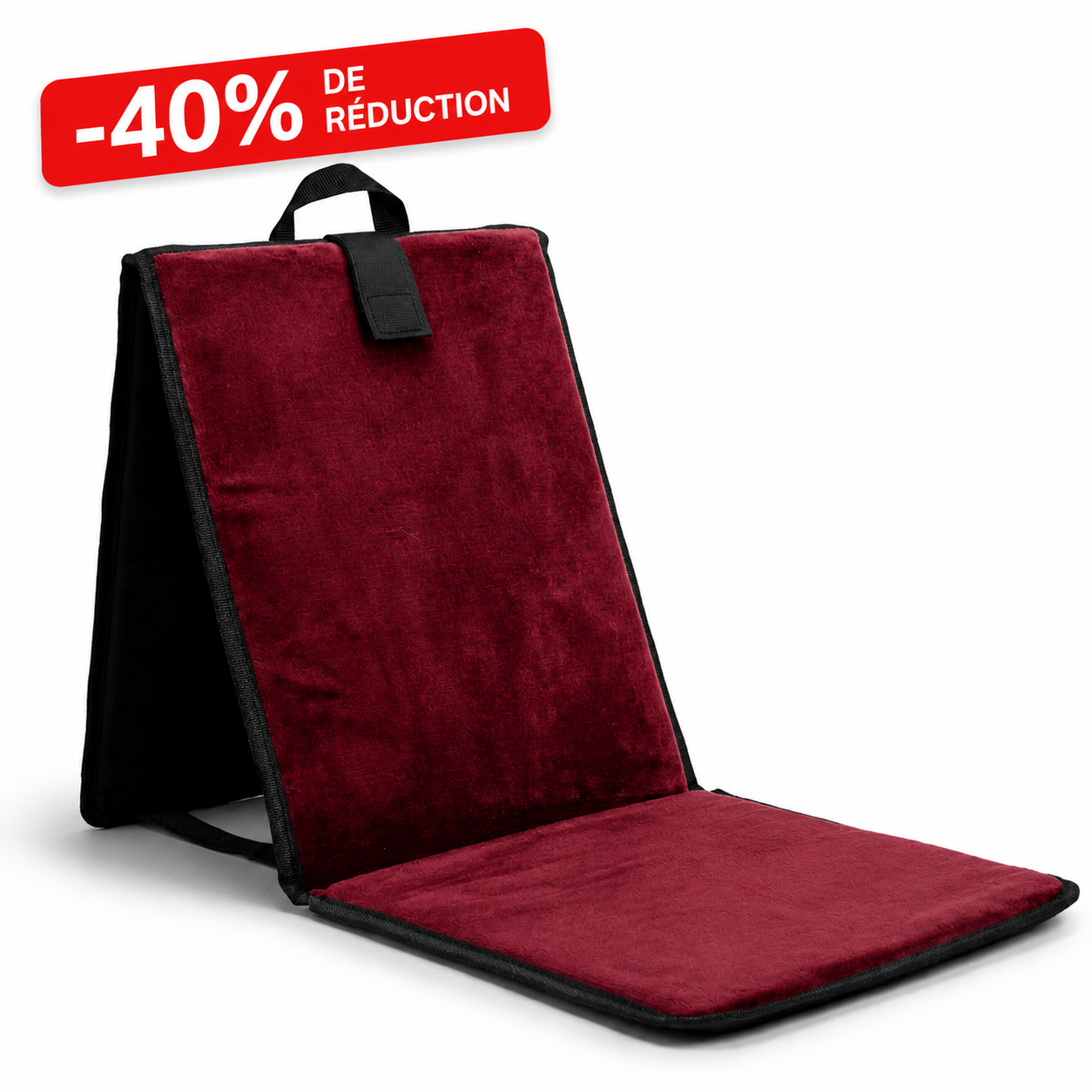 Tapis de Prière Bordeaux Pliable avec Dossier Ergonomique