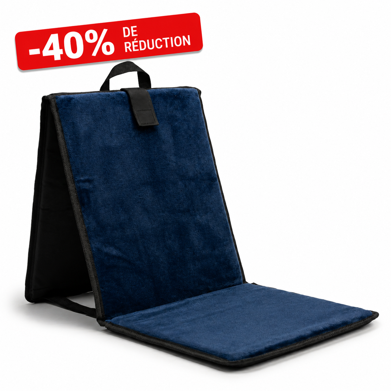 Tapis de Prière Bleu Nuit Pliable avec Dossier Ergonomique