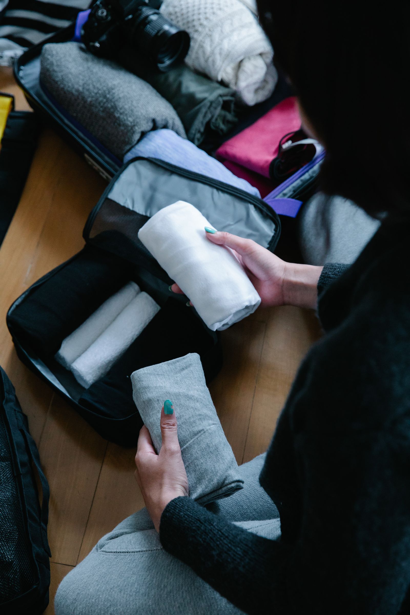 Tapis plie soigneusement pret pour un sac