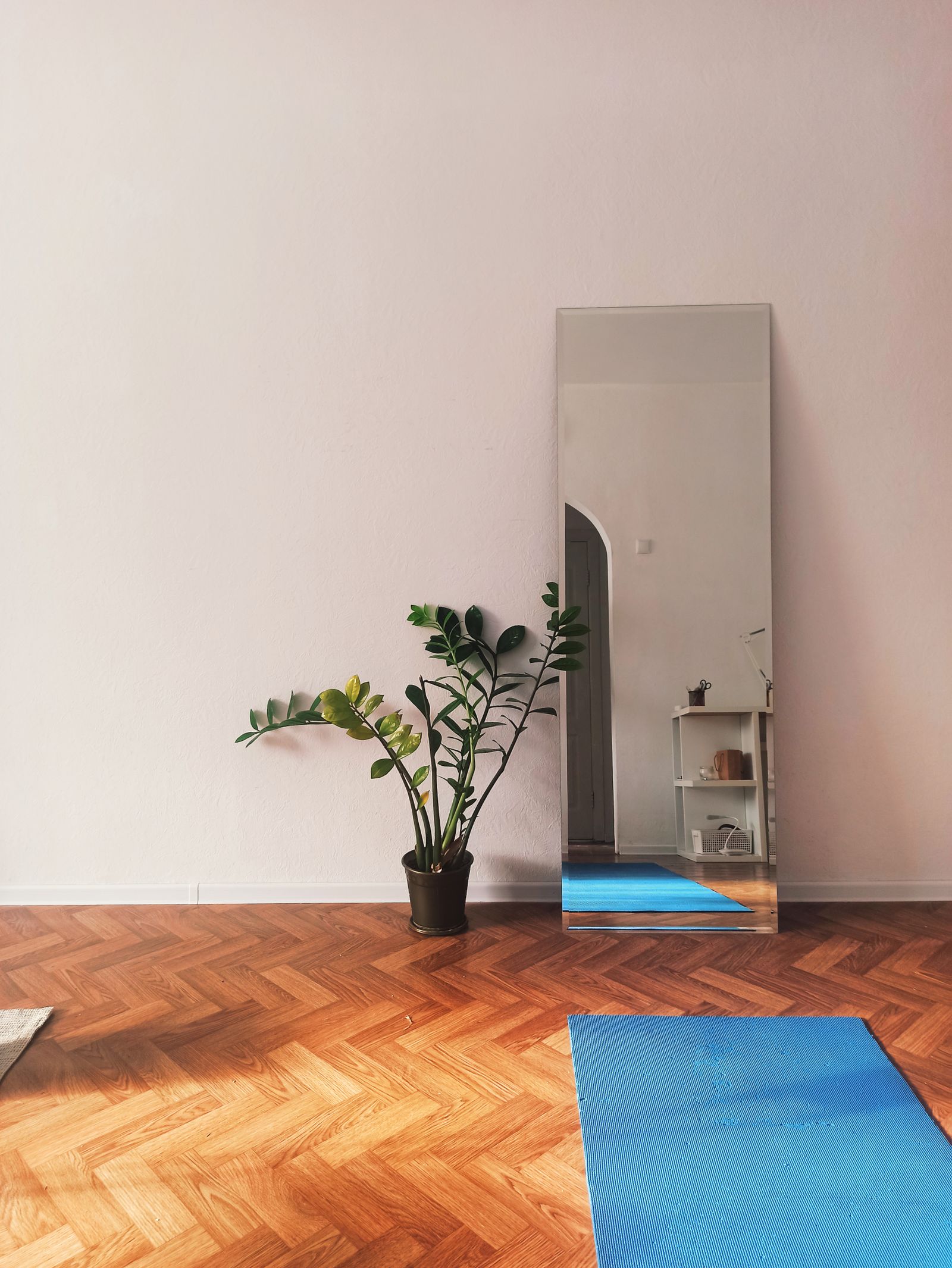 Tapis deploye au sol dans une piece lumineuse